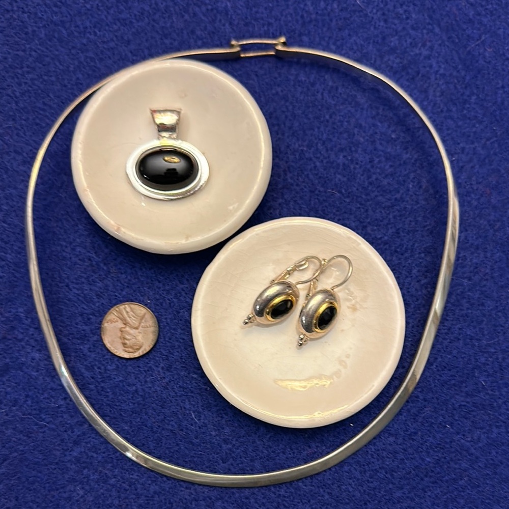 Elegant Silver and Black Jewelry Set